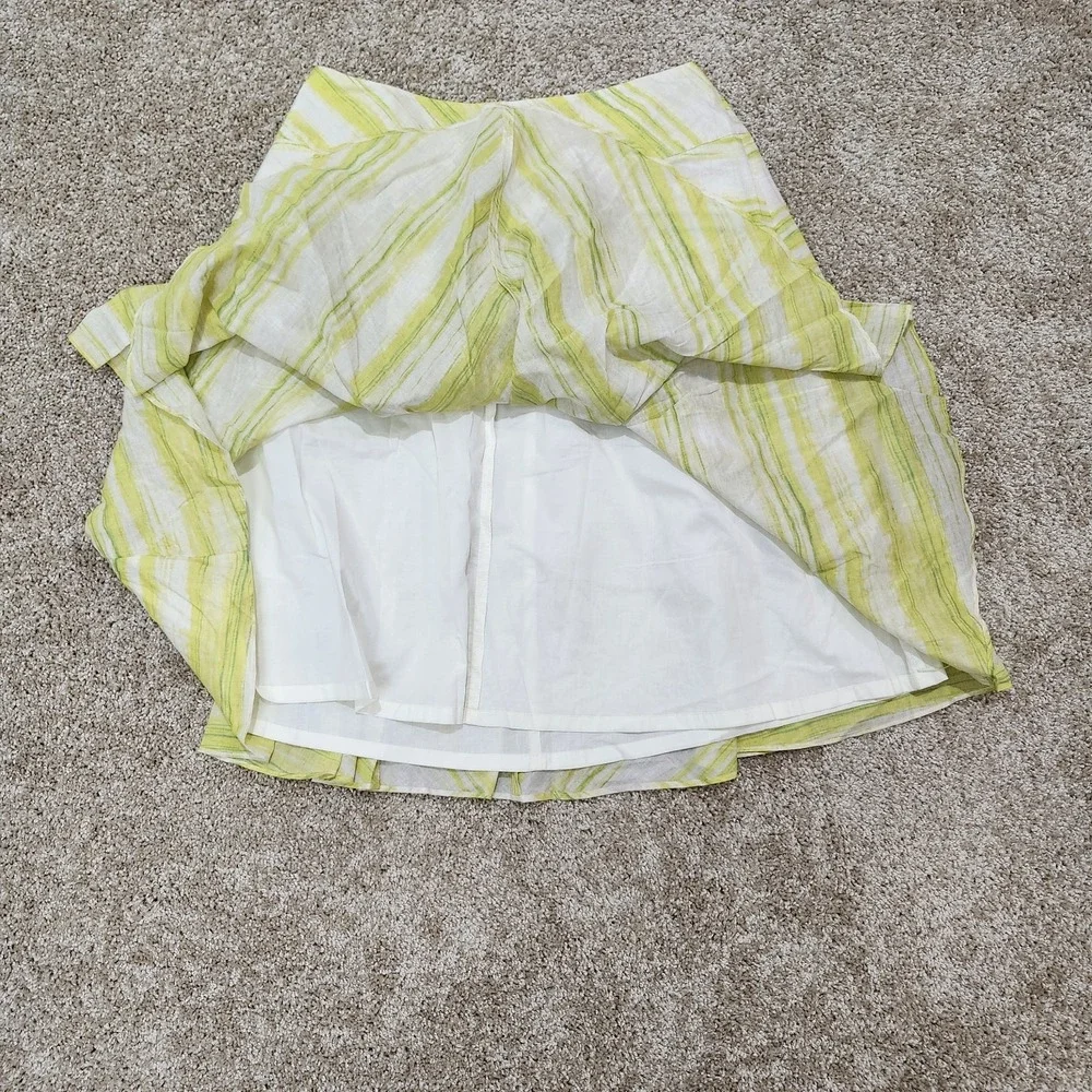 Talbots Skirt Green White Striped Cotton A-Line Preppy 8P‎